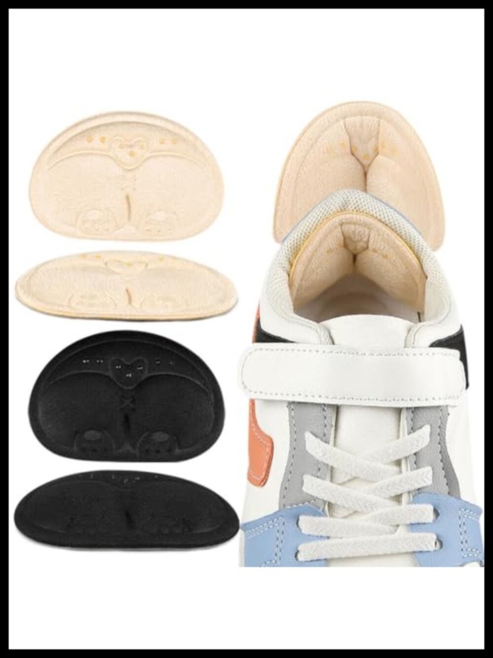 Heel Grips Inserts for Loose Shoes, Stop Heel Blister, Suede, Adhesive,